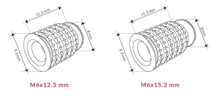 Tulejki montażowe do Cabineo - M6x12.3 mm i M6x15.3 mm