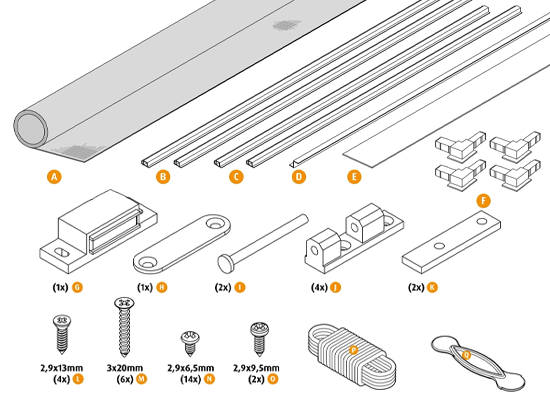 Wszystkie elementy zestawu moskitiery Standard