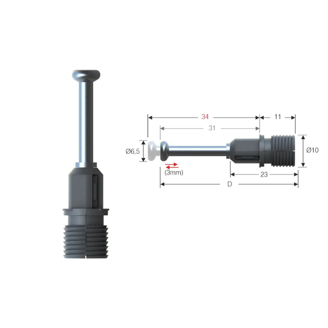 Trzpień mimośrodowy M6, Ø9.5x34 mm