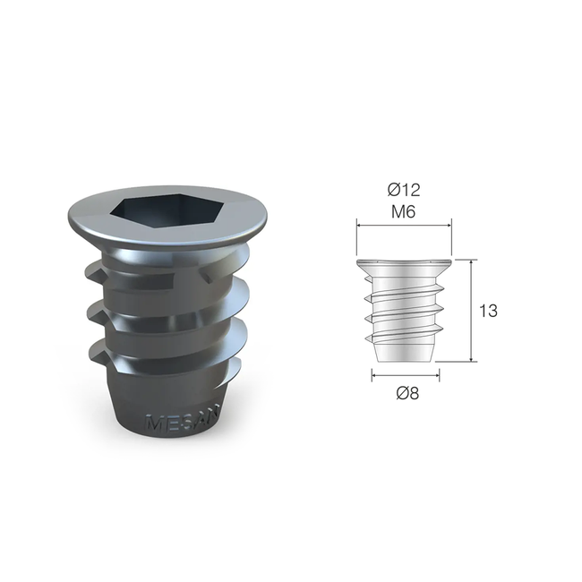 Tujelka, mufa meblowa, M6 - ⌀8 x 13 mm
