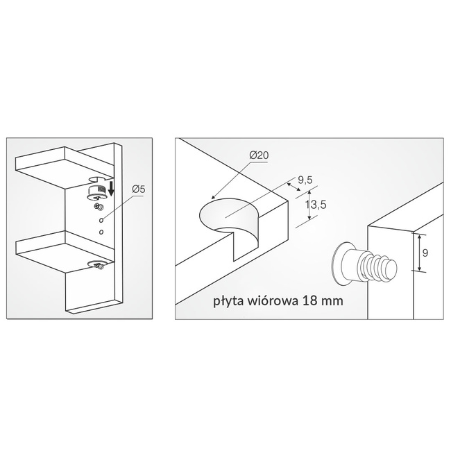 Złączka RAFFIX 20 Economic do płyt od 18mm + trzpień Euro 6x11 mm