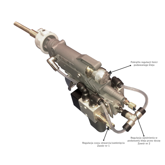 Pneumatyczny pistolet klejowy z przyłączem do dysz