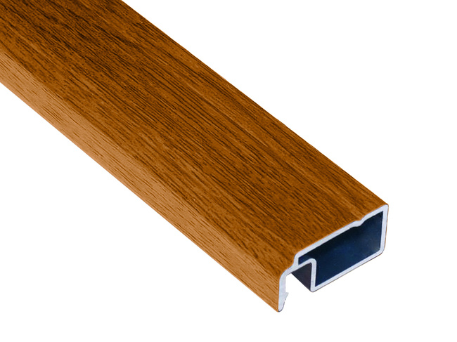 Profil aluminiowy do moskitiery A1 w okleinie złoty dąb na kolorze brązowym RAL 8003 - 3m