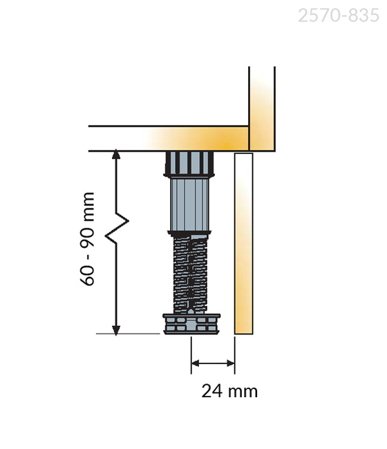 Nóżka meblowa regulowana 60 - 90 mm