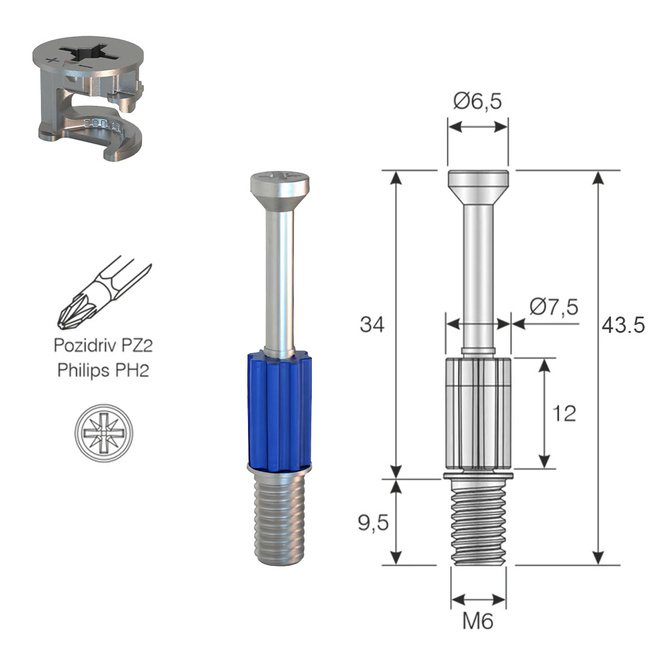 Złącze meblowe mimośrodowe Ø15x13.5 mm do płyt 18mm - 10 kpl.