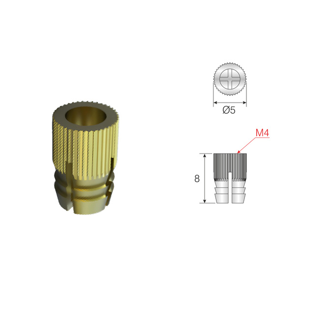 Mufa meblowa, mosiężna ⌀5 x 8 mm - 50 szt.
