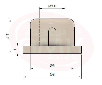 Zaślepki maskujące Clamex P Lamello ⌀6 mm 90° brązowy RAL 8019 – 100 szt.