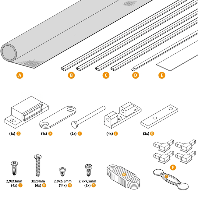 Moskitiera drzwiowa ramowa antracyt 92x212 cm STANDARD - zestaw