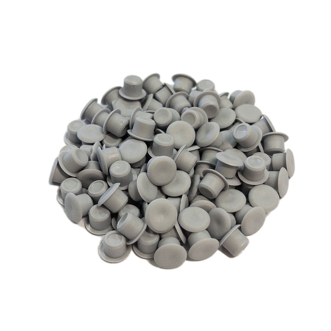 Zaślepki maskujące Clamex P Lamello ⌀6 mm 90° szary RAL 7040 – 100 szt.