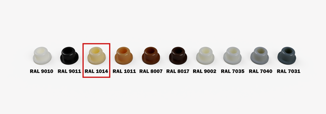 Zaślepki maskujące Clamex P Lamello ⌀6 mm 90° szary RAL 7040 – 100 szt.