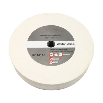 Kamień szlifierski biały szer. 40 mm, Ø 200 mm (8"), tlenek glinu, granulacja 100