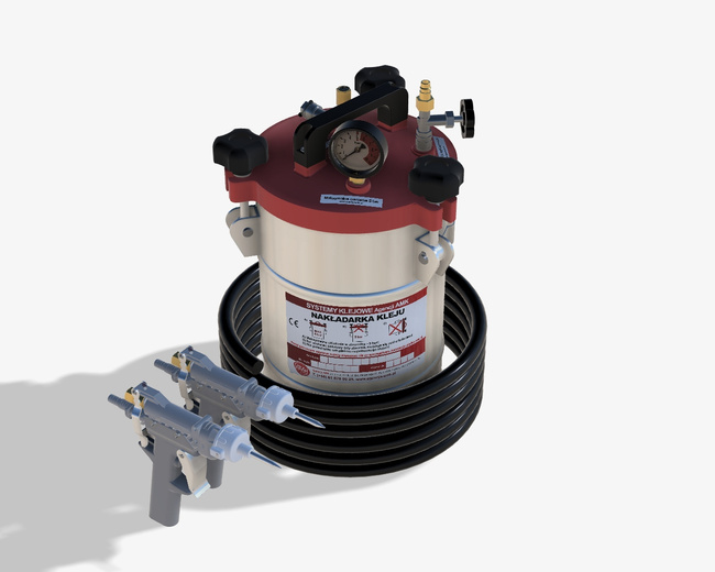 Nakładarka 5 kg do klejów PUR z pistoletem standardowym o zwiększonym przepływie i z rękojeścią sterowanym ręcznie