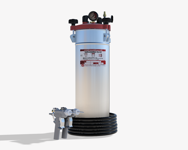 Nakładarka 18 kg do klejów PUR z pistoletem standardowym o zwiększonym przepływie i z rękojeścią sterowanym ręcznie