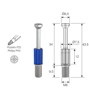Trzpień mimośrodowy M6, Ø9.5x34 mm
