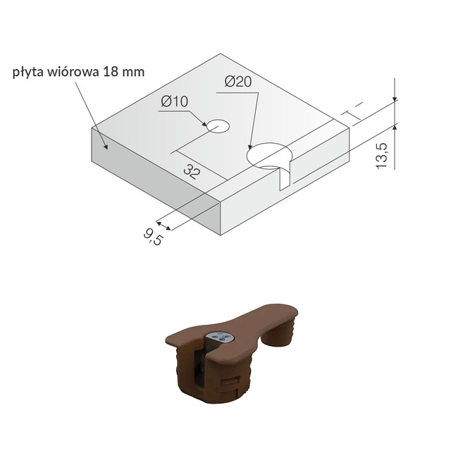 Korpus złącza RAFFIX 20 z czopem
