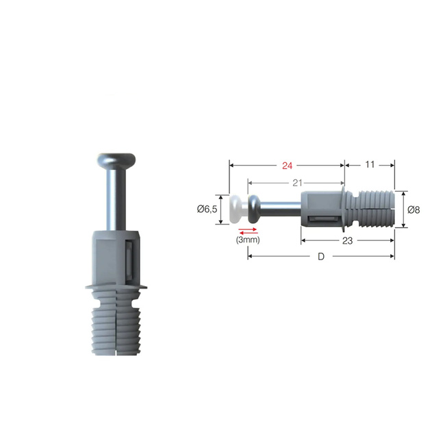 Trzpień mimośrodowy M6, Ø9.5x34 mm