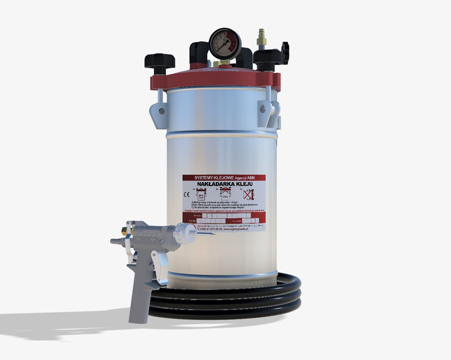 Nakładarka 10 kg do klejów PUR z pistoletem standardowym o zwiększonym przepływie i z rękojeścią sterowanym ręcznie