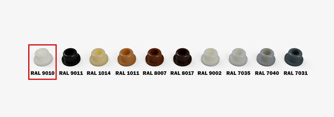 Zaślepki maskujące Clamex P Lamello ⌀6 mm 90° szary RAL 7040 – 100 szt.