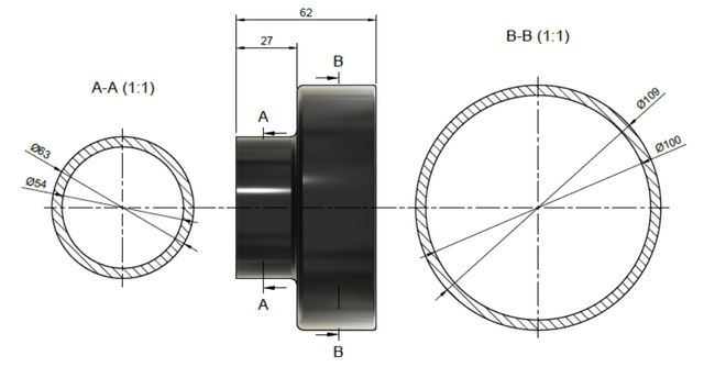 Redukcja Ø100-63 mm (4"-2.5")