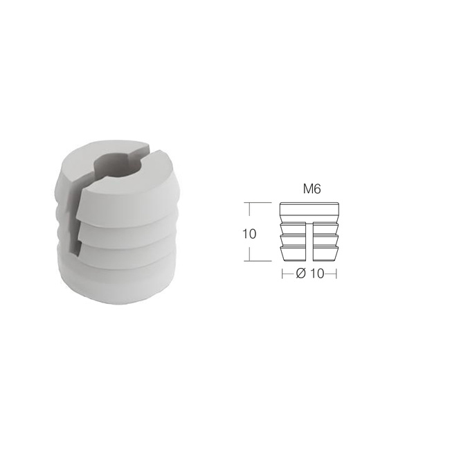 Tulejki, mufy meblowe M6 - ⌀10 x 10 mm - 50 szt.
