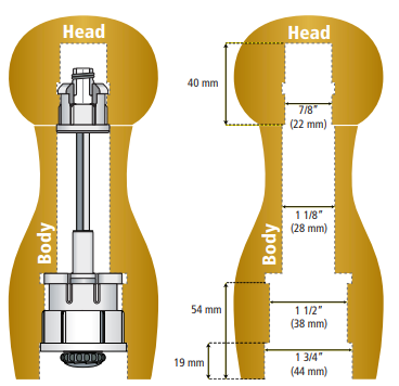 Mechanizm mielący do młynka z trzpieniem 260 mm