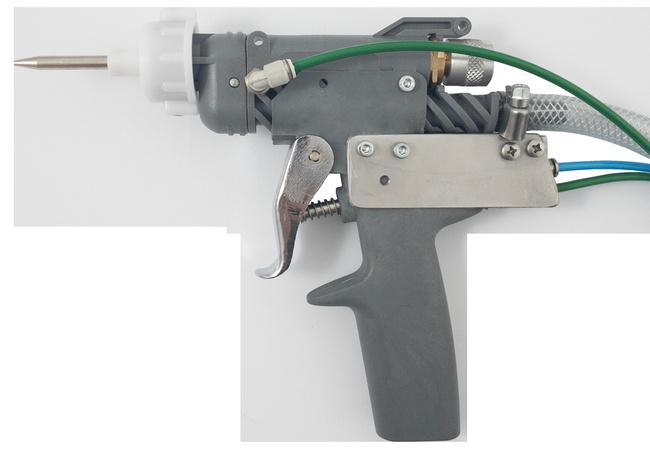 Pneumatyczny pistolet klejowy z uchwytem pistoletowym i przyłączem do dysz