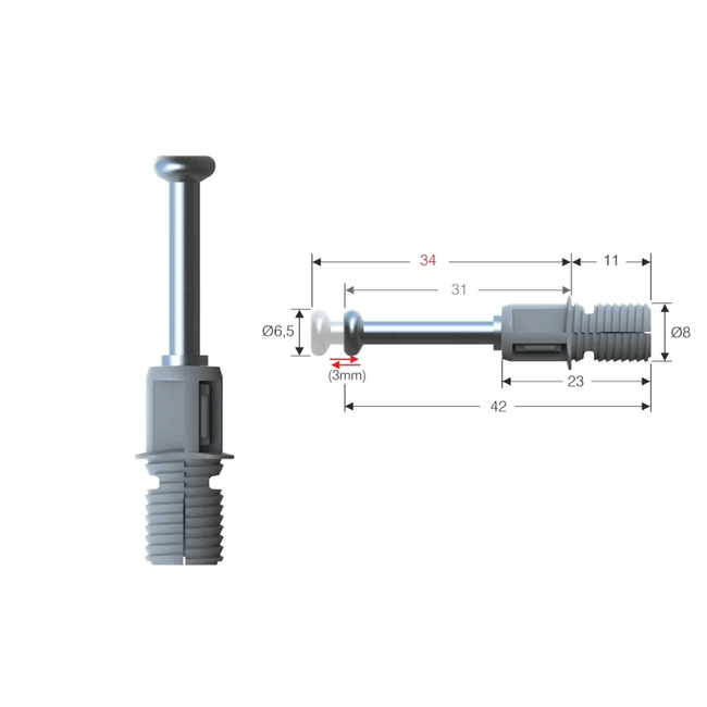 Trzpień mimośrodowy M6, Ø9.5x34 mm