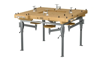 Stół stolarski 4-stanowiskowy EDU 1300 Sjöbergs z metalowym stelażem i siedziskami