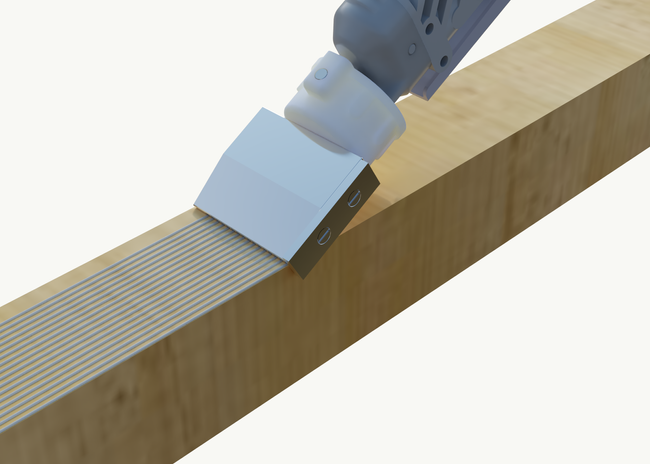 Dysza do wąskich płaszczyzn z bocznym ogranicznikiem, regulacja szerokości nakładania w zakresie 20-30 mm