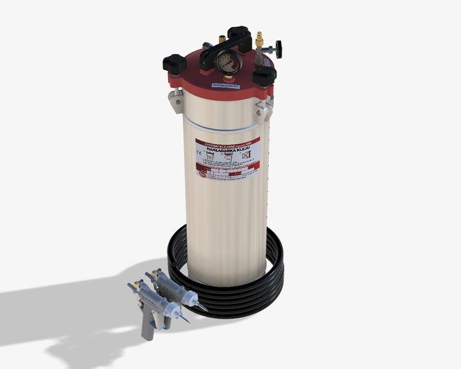 Nakładarka 18 kg do klejów PUR z pistoletem standardowym o zwiększonym przepływie i z rękojeścią sterowanym ręcznie