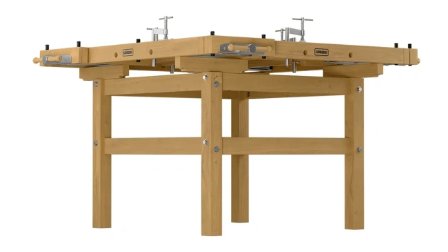 Stół stolarski 4-stanowiskowy EDU 1300 Sjöbergs z drewnianym stelażem