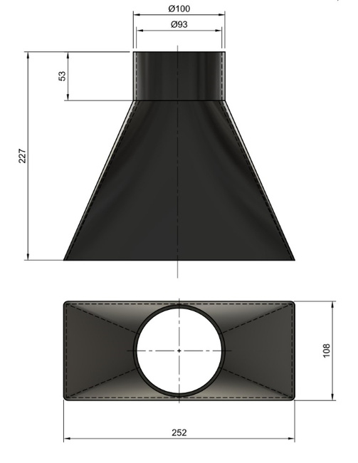Ssawa odciągowa 254 mm (10"), przyłącze ⌀100 mm (4")