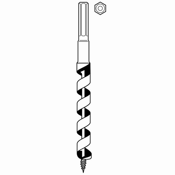 Wiertła spiralne, świder do drewna 3/8", 1/2", 5/8", 3/4", 7/8", 1", dł. 195 mm - 6 szt.