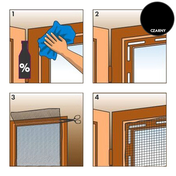 Moskitiera poliestrowa czarna 130X150cm z taśmą samoprzylepną