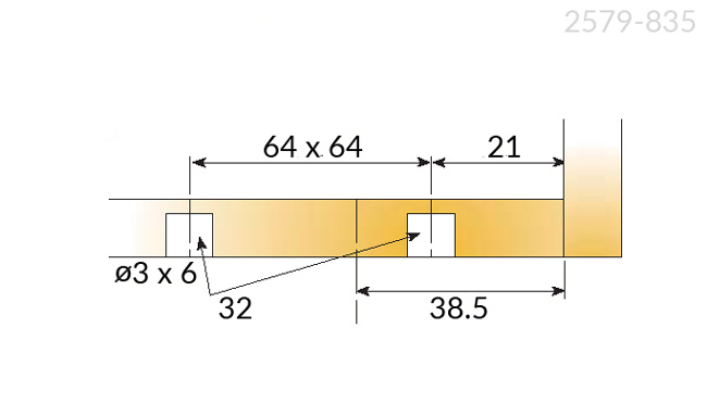 Podstawa do nóżki meblowej blok 64 x 64 mm