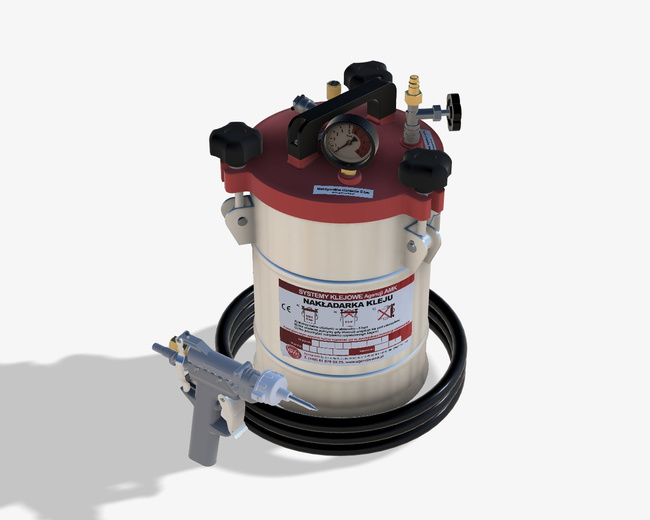 Nakładarka 5 kg do klejów PUR z pistoletem standardowym o zwiększonym przepływie i z rękojeścią sterowanym ręcznie