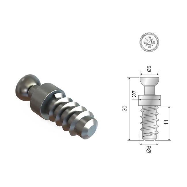 Trzpień mimośrodowy ⌀6x7.5 mm Euro do złącza RAFFIX