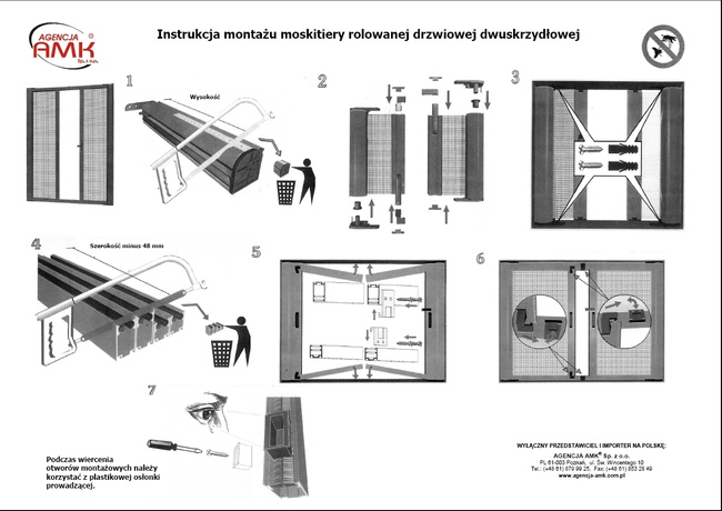 Moskitiera rolowana drzwiowa dwuskrzydłowa 300x240 cm brązowa RAL 8014