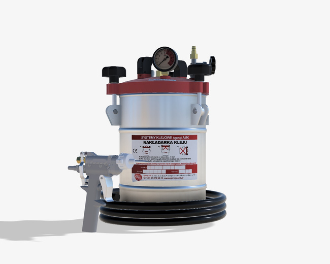 Nakładarka 5 kg do klejów PUR z pistoletem standardowym o zwiększonym przepływie i z rękojeścią sterowanym ręcznie