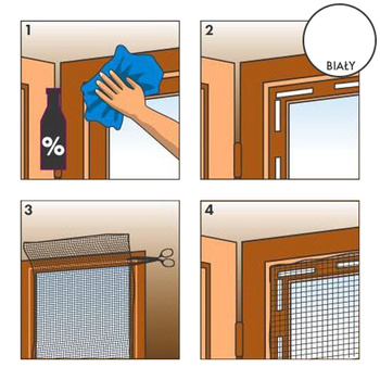 Moskitiera poliestrowa biała 130X150cm z taśmą samoprzylepną