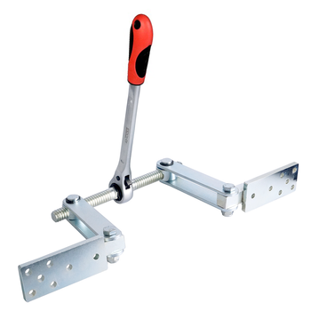 Ścisk ciesielski z grzechotką, przykręcany do drewna z obrotową płytą 360°