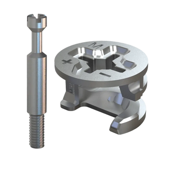 Mimośród Ø15x10 mm do płyty 12 mm + trzpień M4 24 mm - 100 kpl.